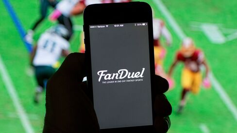 The FanDuel Inc. logo on a smartphone.