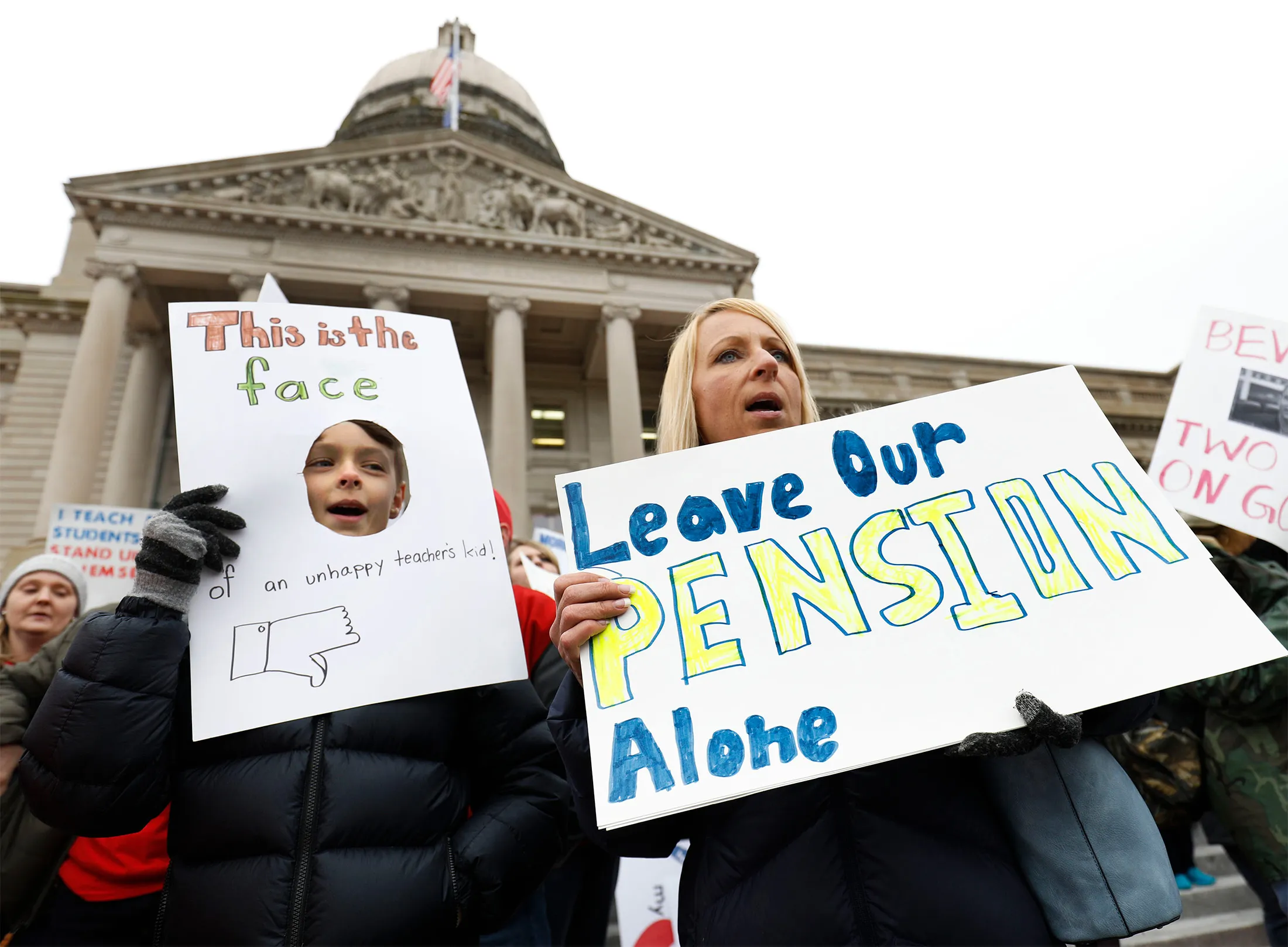 Politicians have discovered the perils of making changes to financially troubled pension plans. Kentucky teachers protested against a 2018 reform bill.