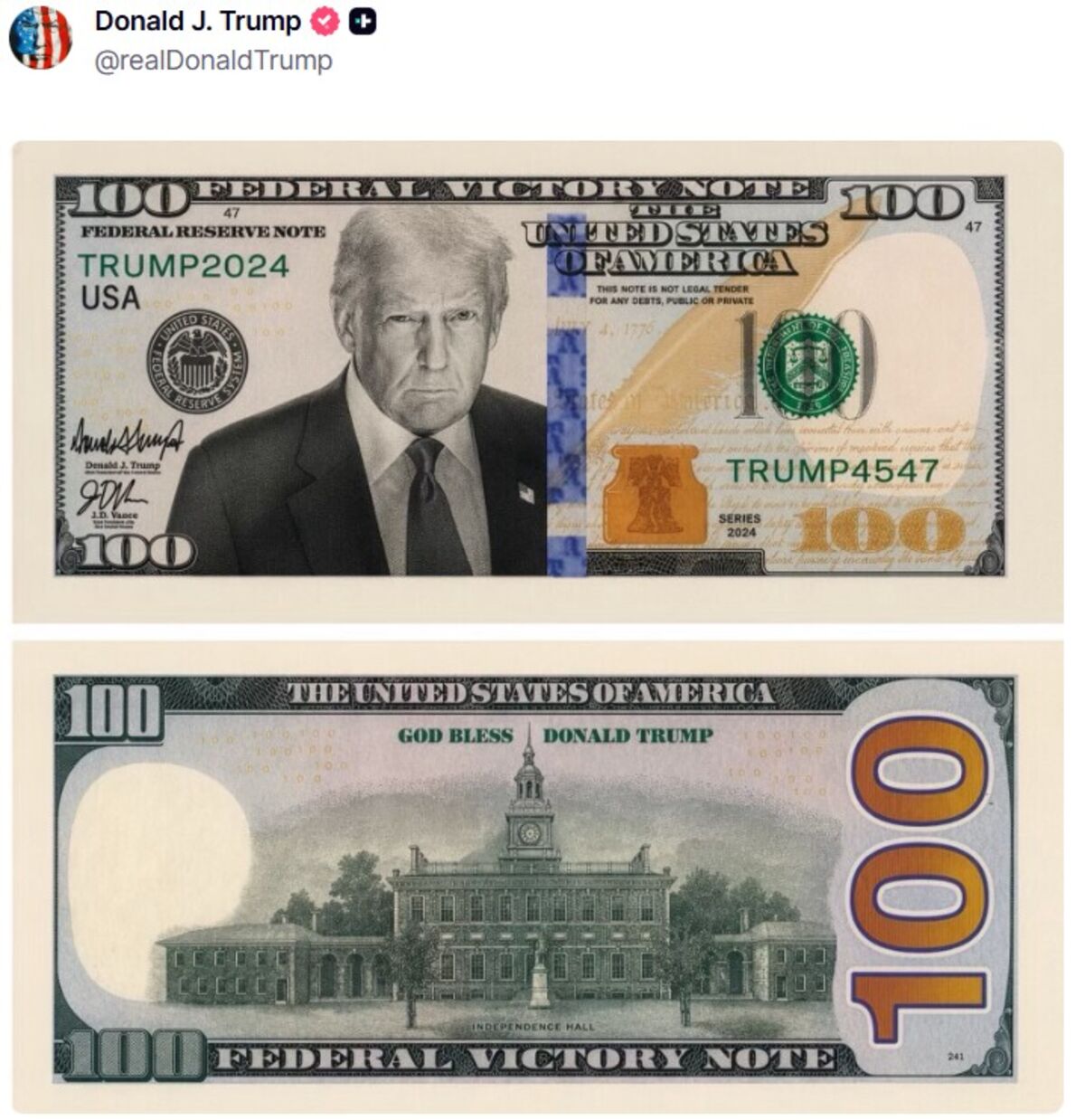 Trump on US Banknotes? A Social Media Post Spurs Speculation