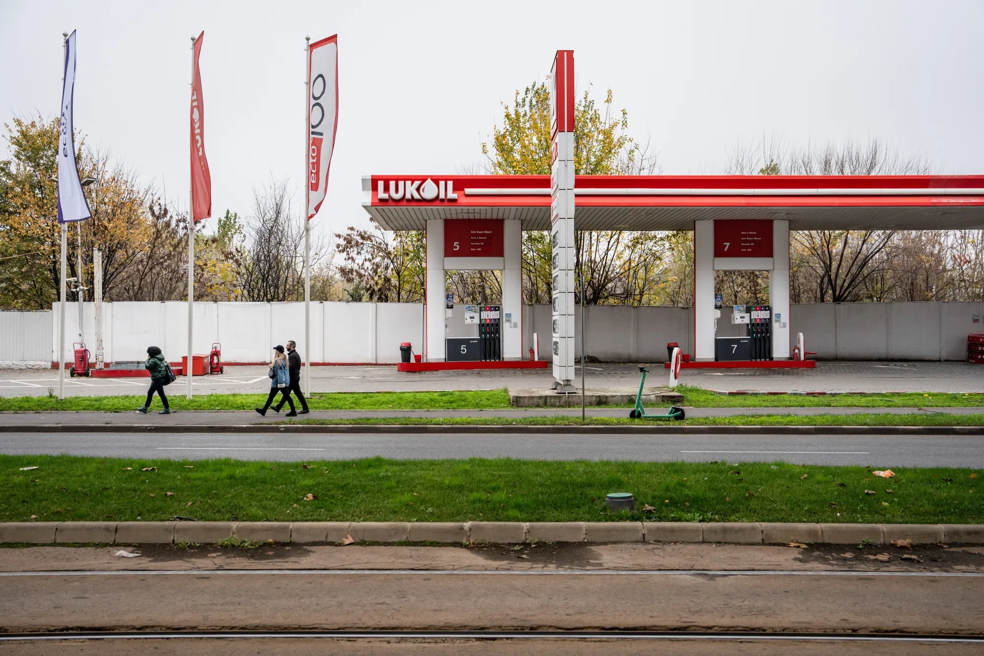A Lukoil PJSC gas station in Bucharest.