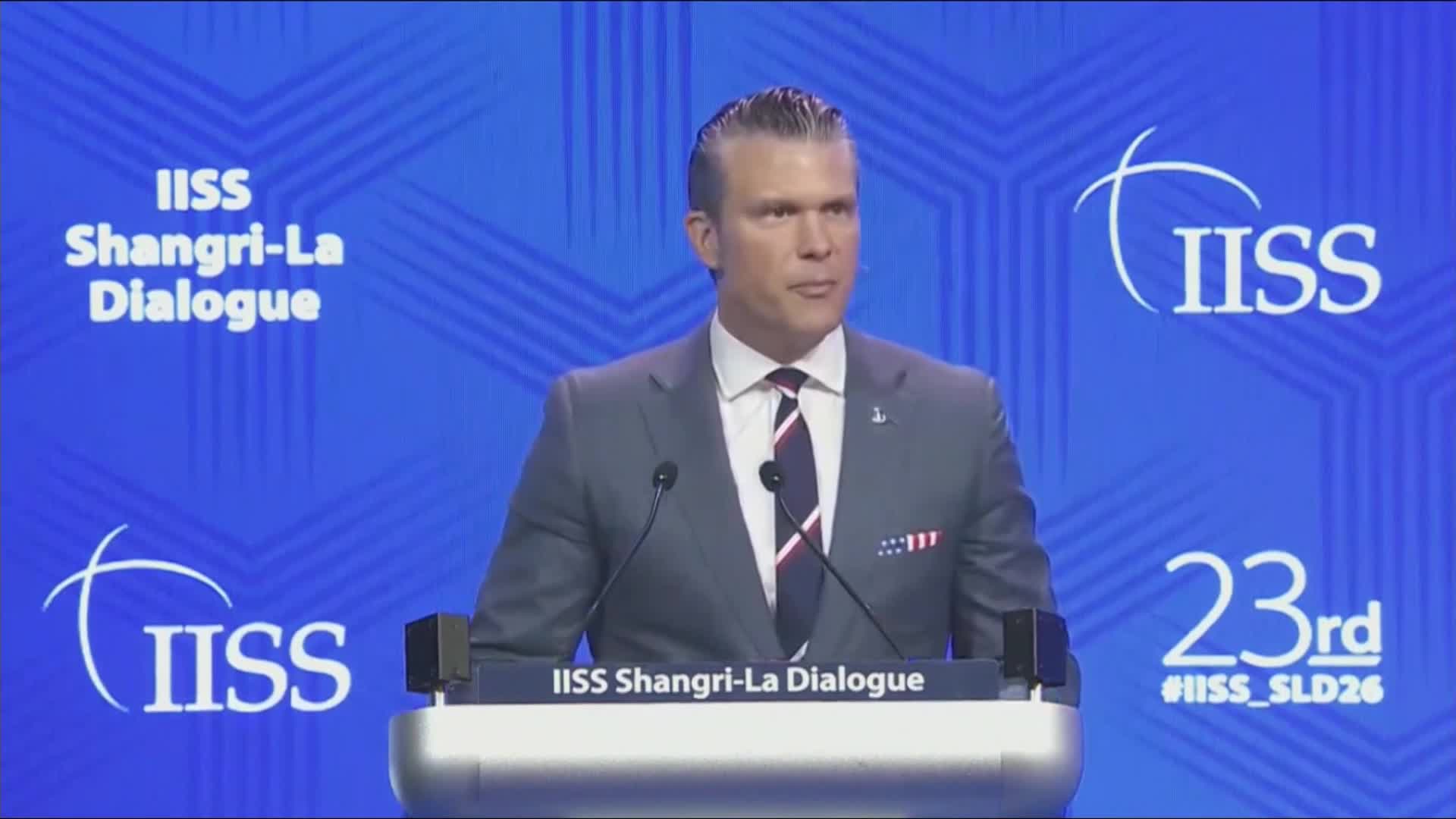 Pete Hegseth takes swipes at Europe, hails China ties at Singapore defense forum.