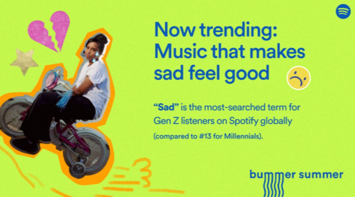 Spotify Dubs 'Bummer Summer' for Gen Z on Their Searches for Sad