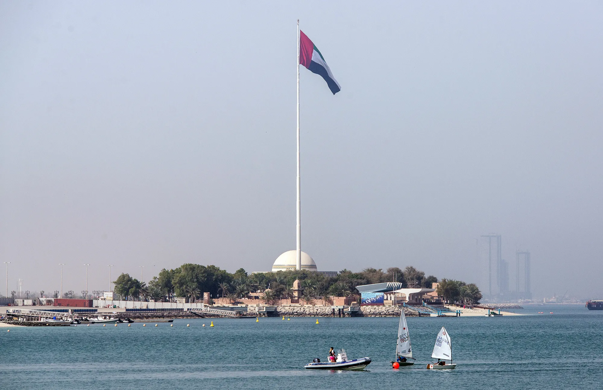 The United Arab Emirates flies in Abu Dhabi, United Arab Emirates.