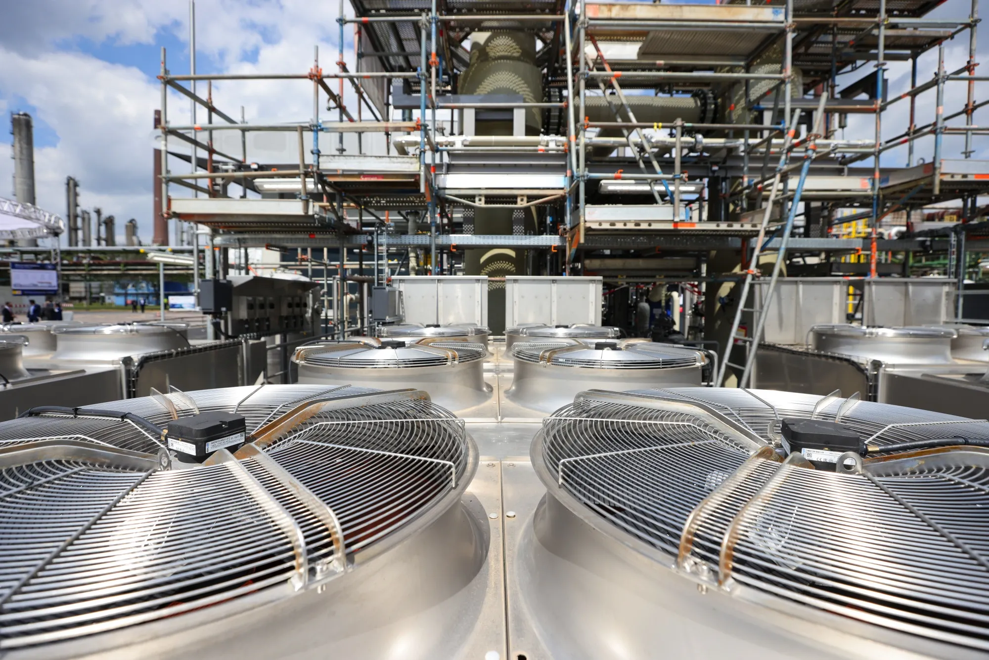 Ventilation fan units at the Wesseling green hydrogen refinery in Wesseling, Germany.&nbsp;