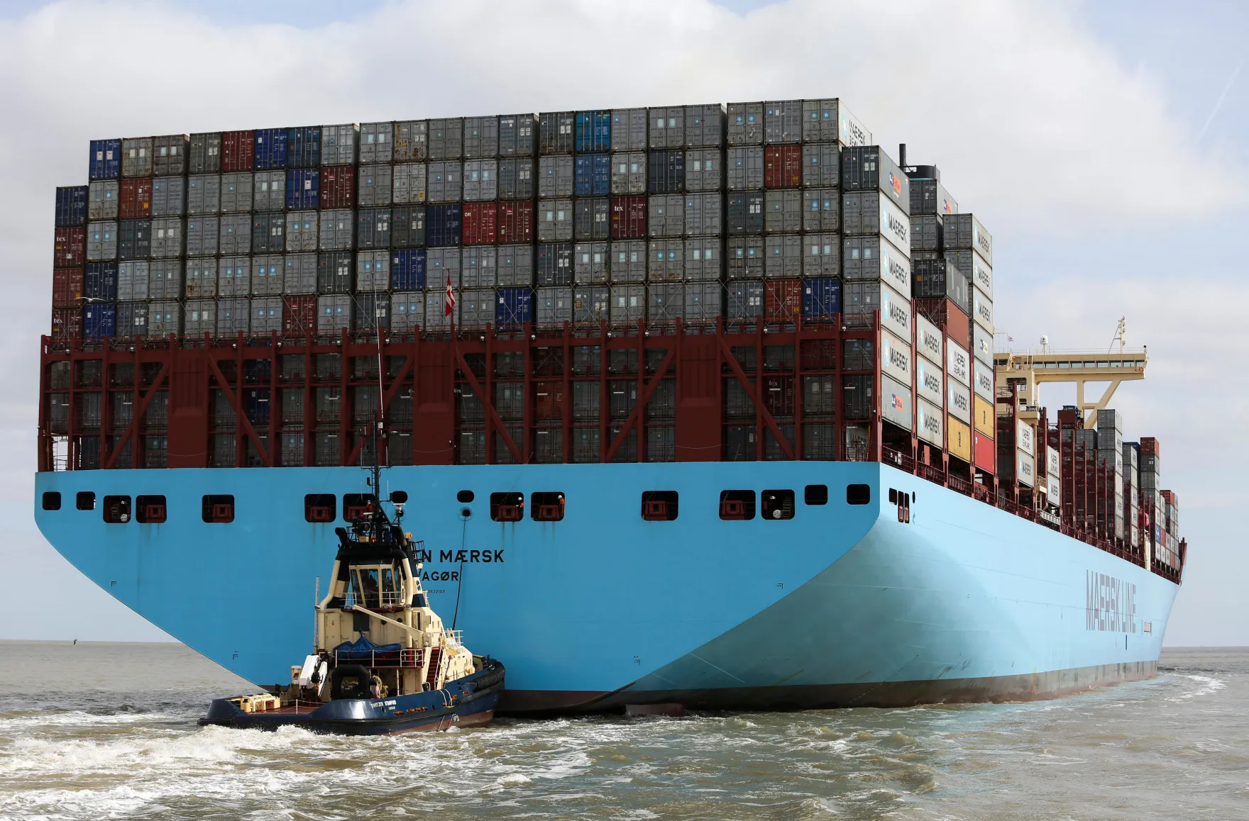 A container ship leaves the&nbsp;Port of Felixstow, U.K.