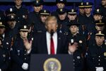 President Donald Trump addresses law enforcement in Long Island on July 28.