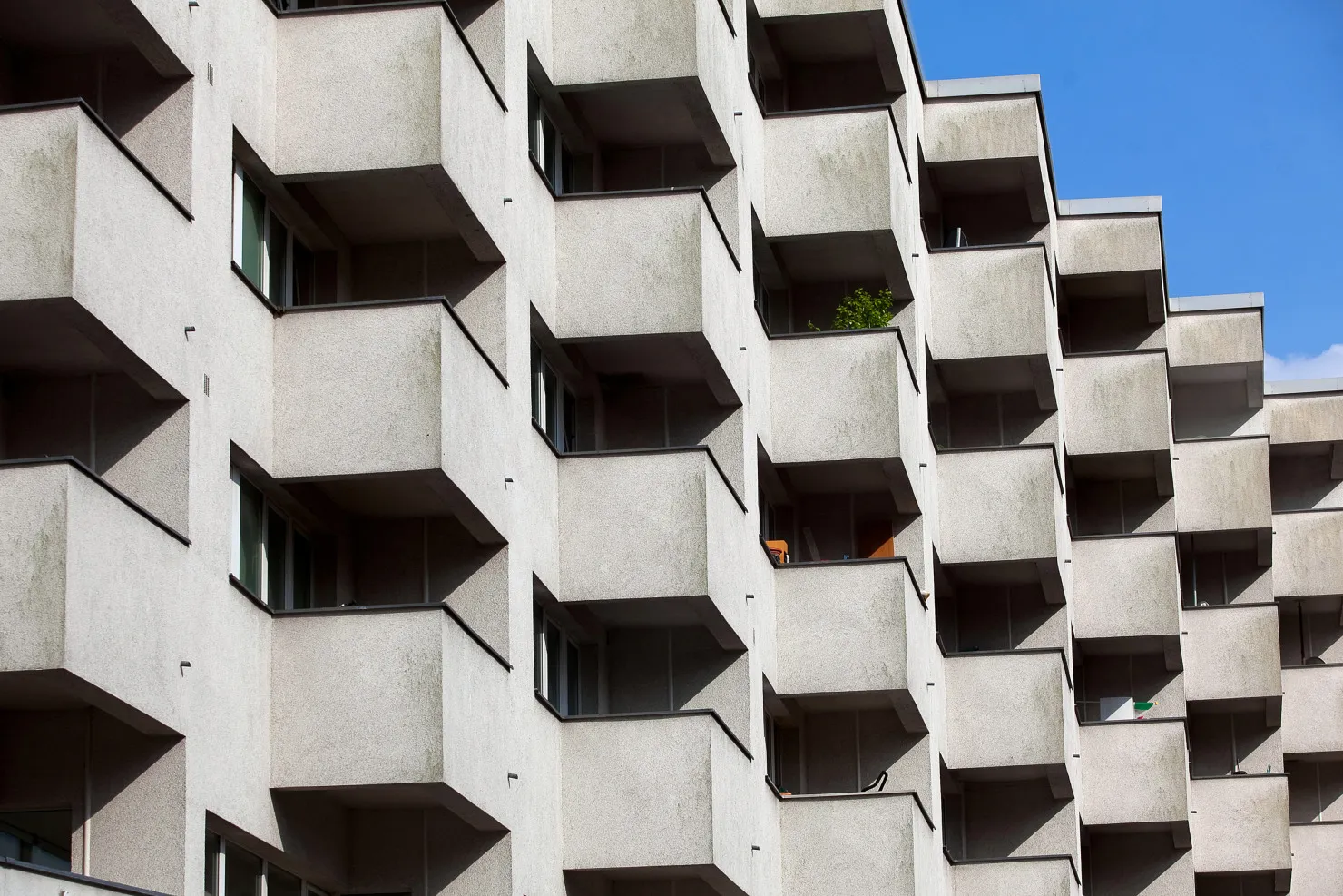 Sunlight falls onto the balconies of a block of residential housing located in&nbsp;Berlin.