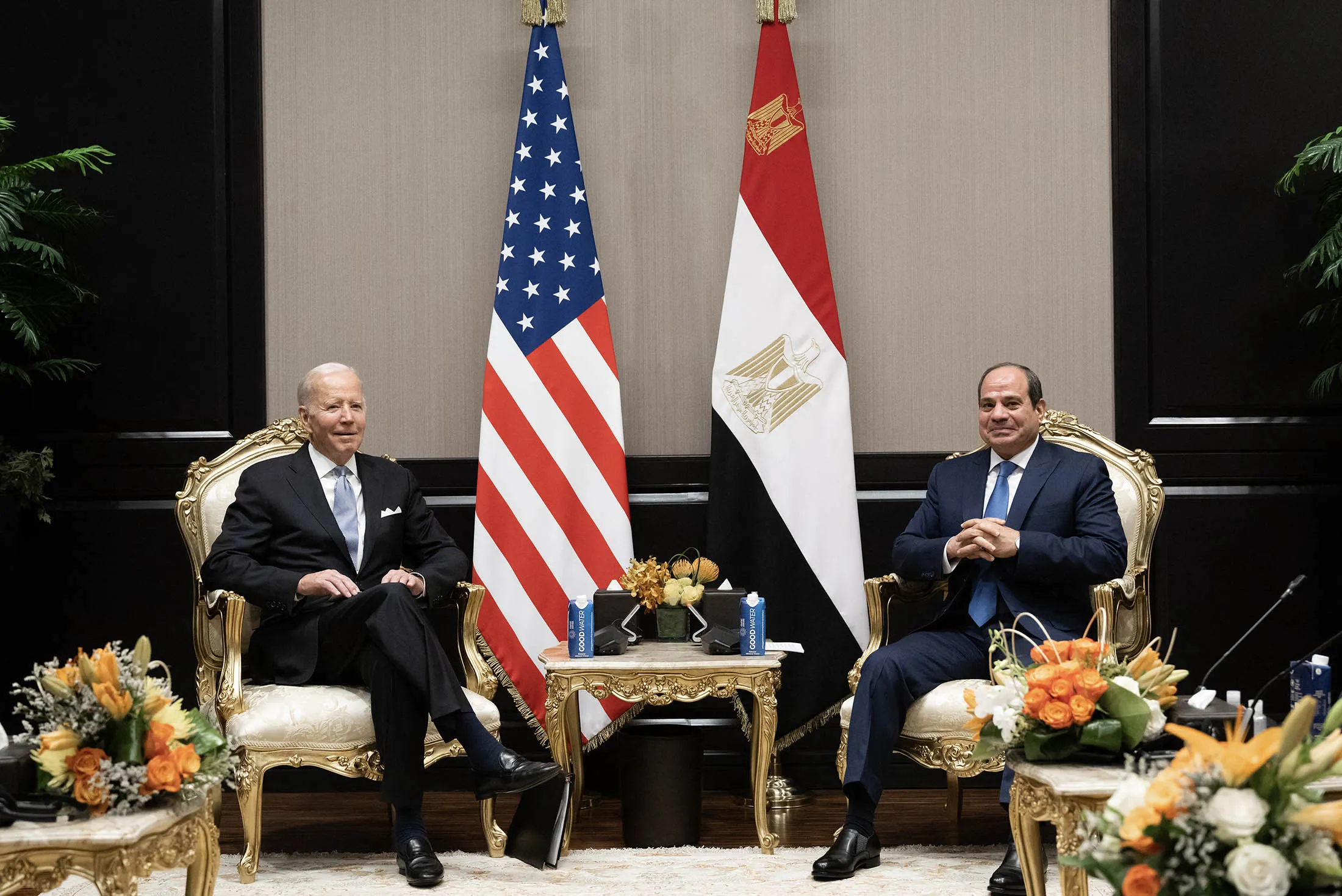President&nbsp;Joe Biden, left, meets with Egyptian President&nbsp;Abdel-Fattah El-Sisi&nbsp;on the sidelines of the COP27 summit&nbsp;in Sharm el-Sheikh, Egypt, on Nov.&nbsp;11.