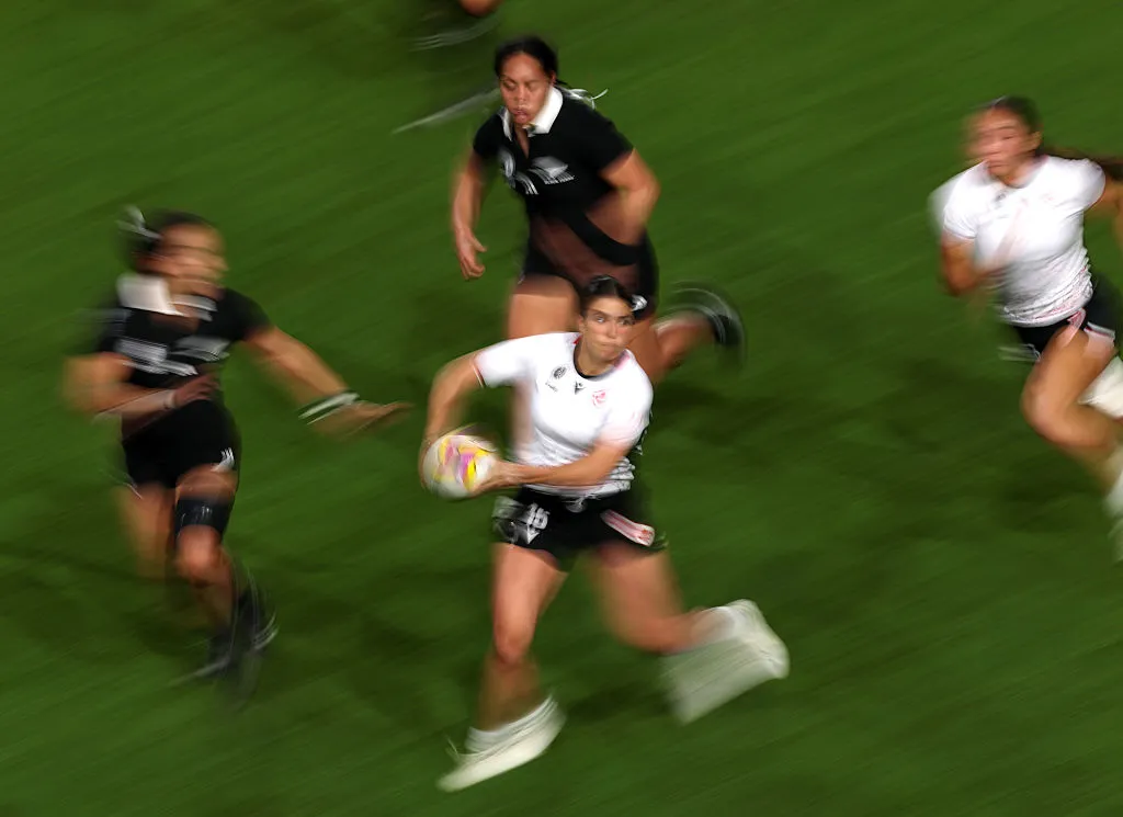 Julia Schell of Canada makes a break during the Women's Rugby World Cup 2025.