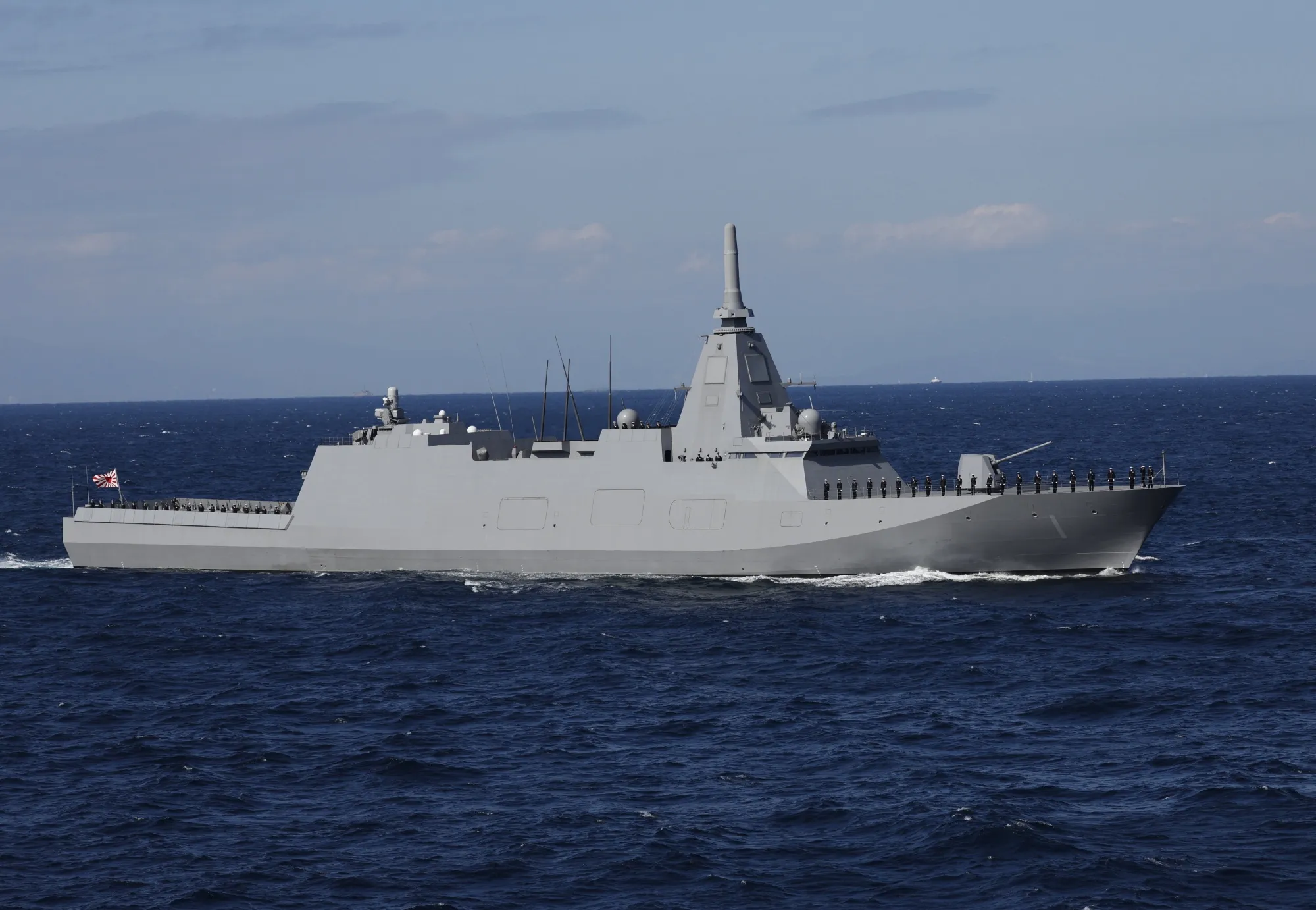 The Japan Maritime Self-Defense Force stealth frigate JS Mogami.