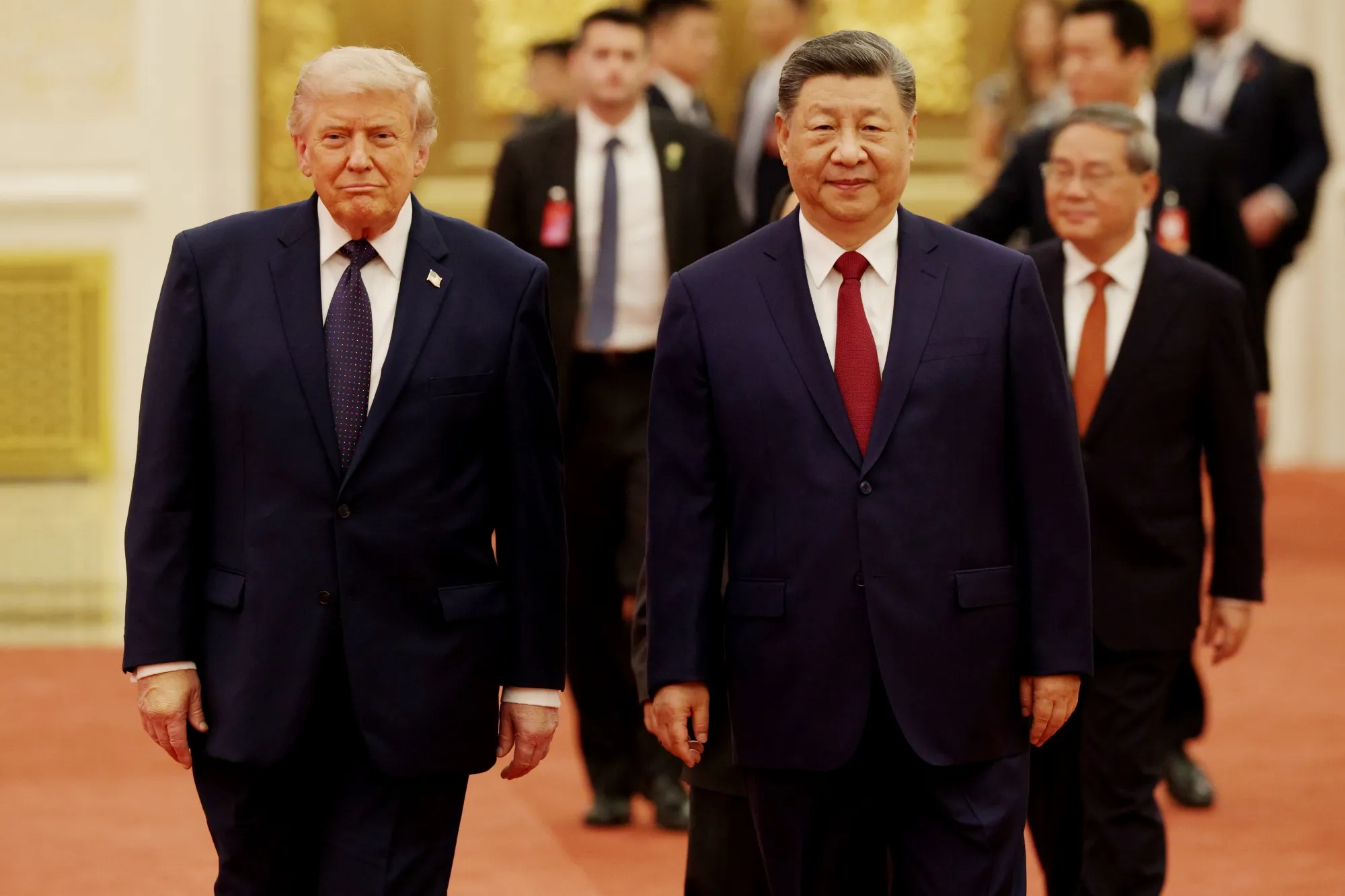 Donald Trump arrives for a state banquet hosted by Xi Jinping on May 14 in Beijing.
