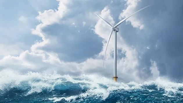 Illustration of the 14 MW offshore Direct Drive turbine.
