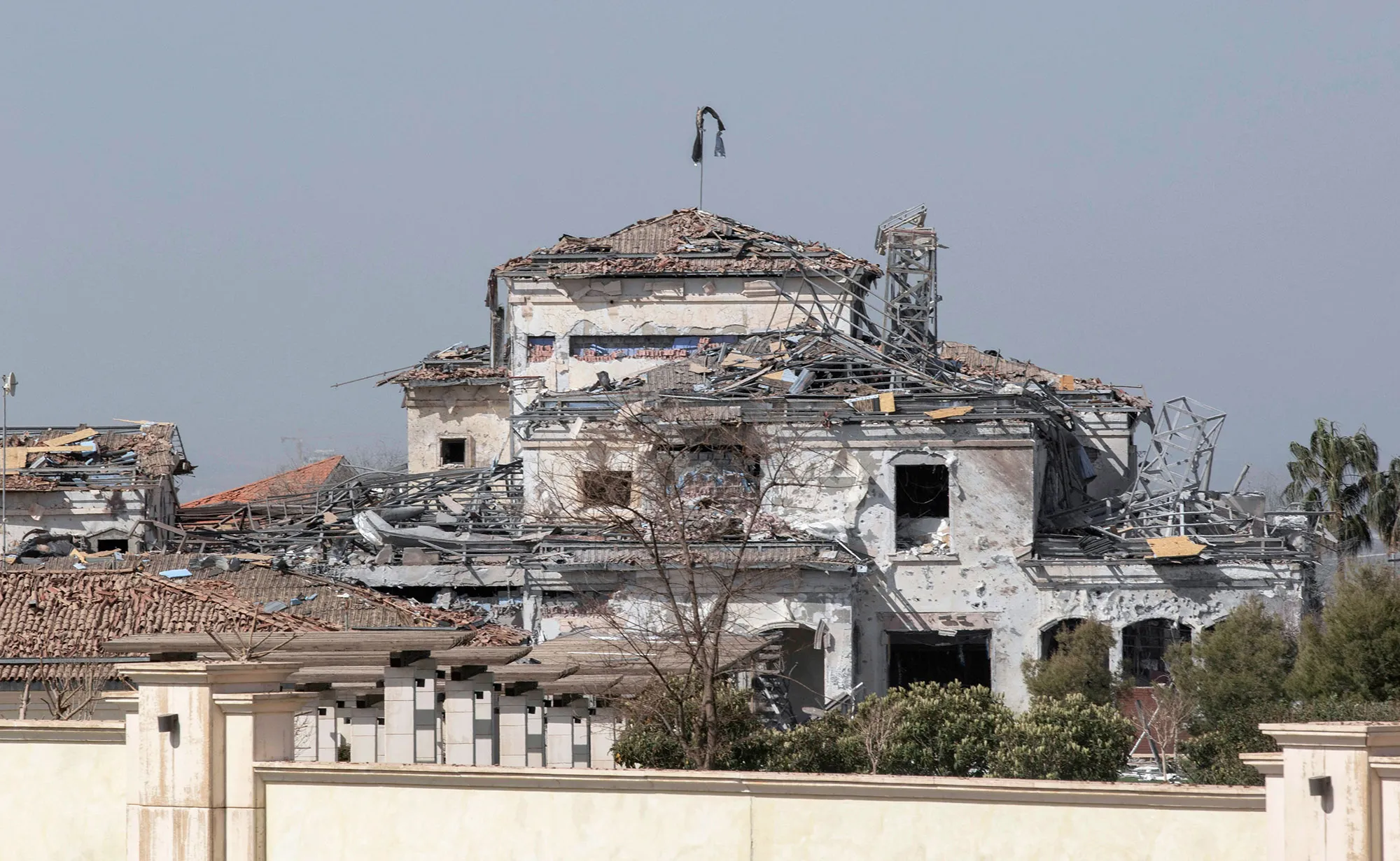A damaged building after an overnight attack in Irbil, March 13.