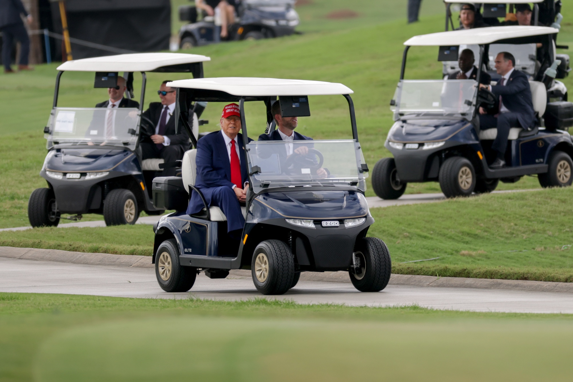 President Trump Arrives At Trump National Golf Course In Doral, Florida