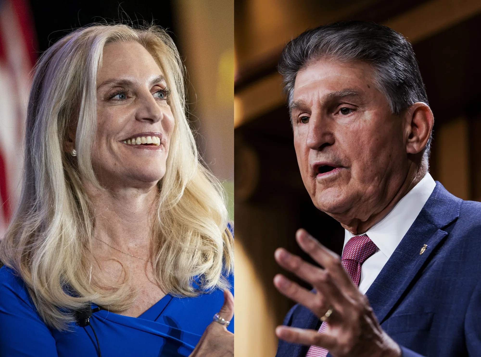 Lael Brainard, left, and Senator Joe Manchin