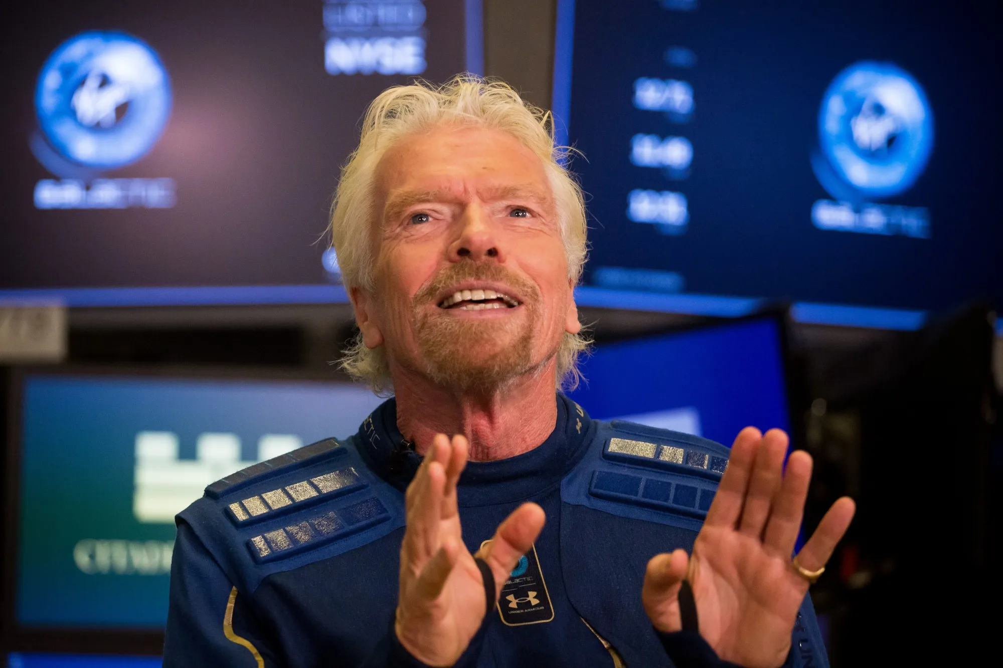 Richard Branson speaks during an interview at the New York Stock Exchange on Oct. 28, 2019.