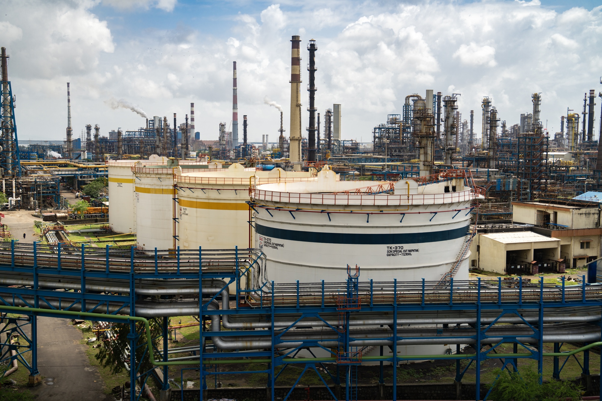 Storage tanks at a Hindustan Petroleum Corp. oil refinery in Mumbai.