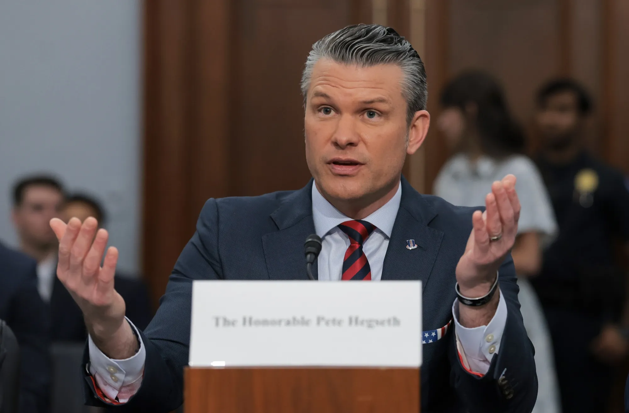 Defense Secretary Pete Hegseth testifies during a House Committee on Appropriations, Subcommittee on Defense hearing in Washington on May 12.&nbsp;