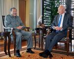 Singapore’s then-Minister Mentor Lee Kuan Yew (right) meets with then-former Malaysian Prime Minister Mahathir Mohamad in Kuala Lumpur in 2005.