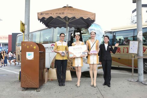 Galaxy casino personnel await the arrival of guests.
