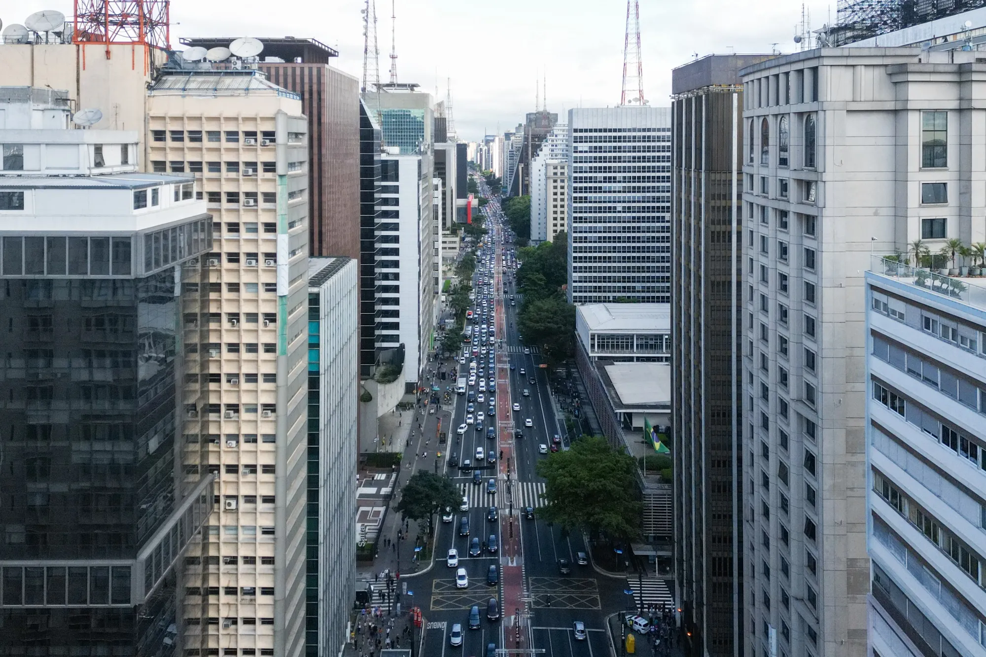 Traffic on Paulista Avenue in Sao Paulo.