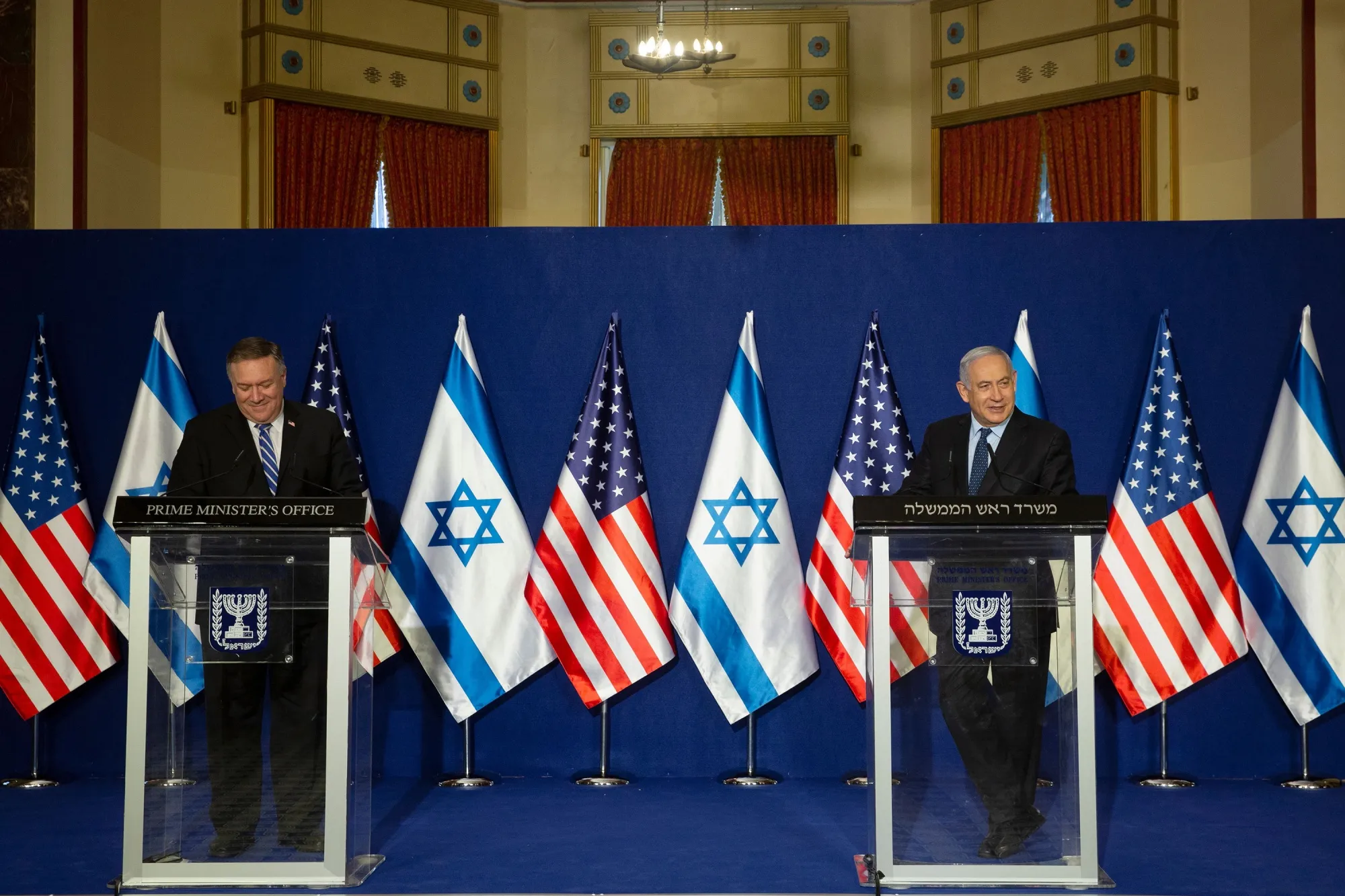 Mike Pompeo and Benjamin Netanyahu&nbsp;in Jerusalem on Nov. 19.