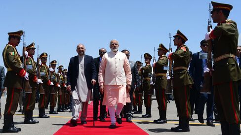 Modi arrives for inauguration of the Salma Dam on June 4.