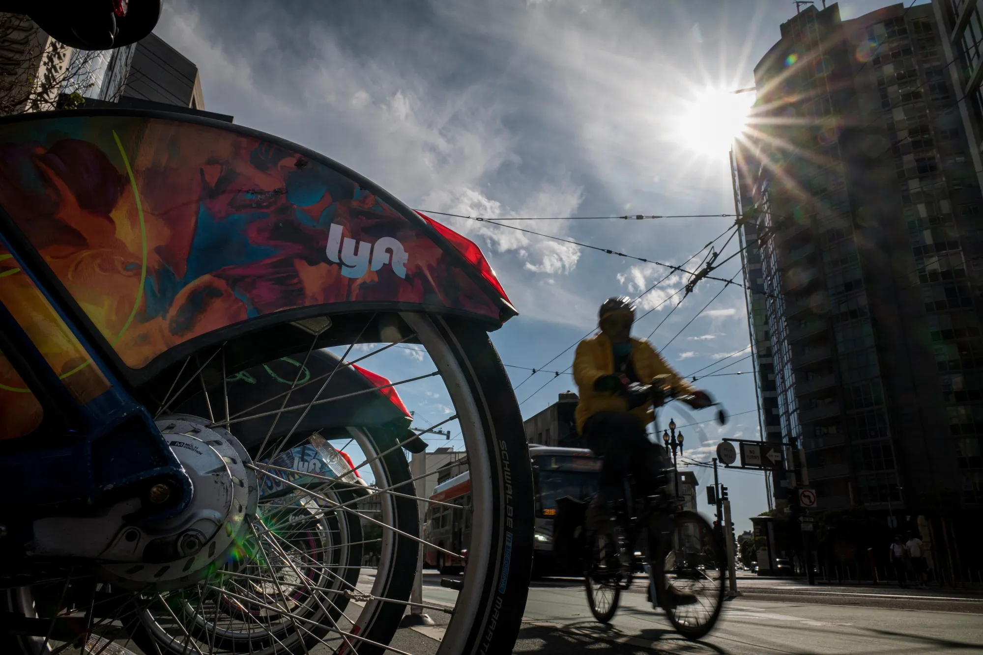 Lyft bicycles in San Francisco, in May.