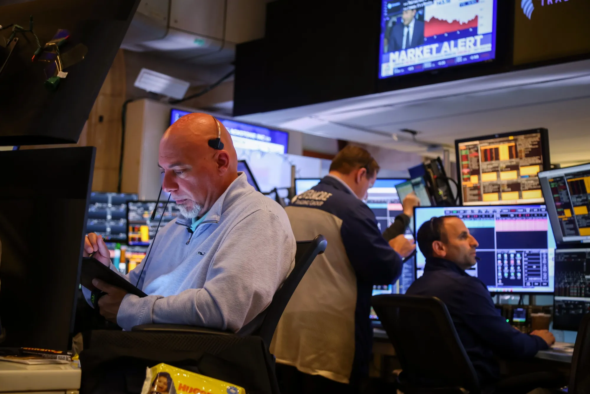 Traders work on the floor at the New York Stock Exchange on May 19.