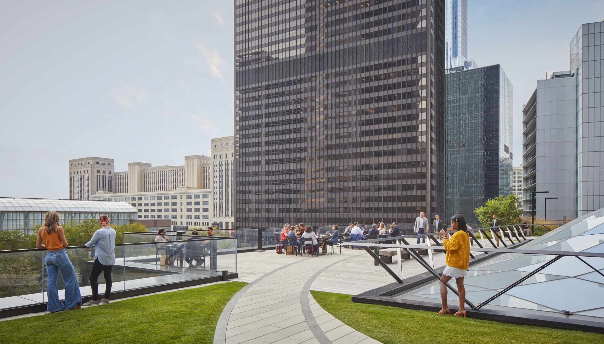 The Willis Tower in Chicago now boasts an outdoor roof garden and a host of other features that aim to make the skyscraper a community gathering place as well as a workplace.&nbsp;