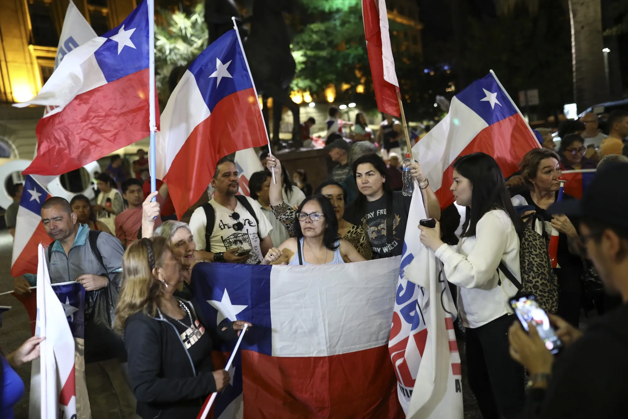 Supporters of Santiago’s right-wing mayor-elect Mario Desbordes celebrate in Santiago on Oct. 27.