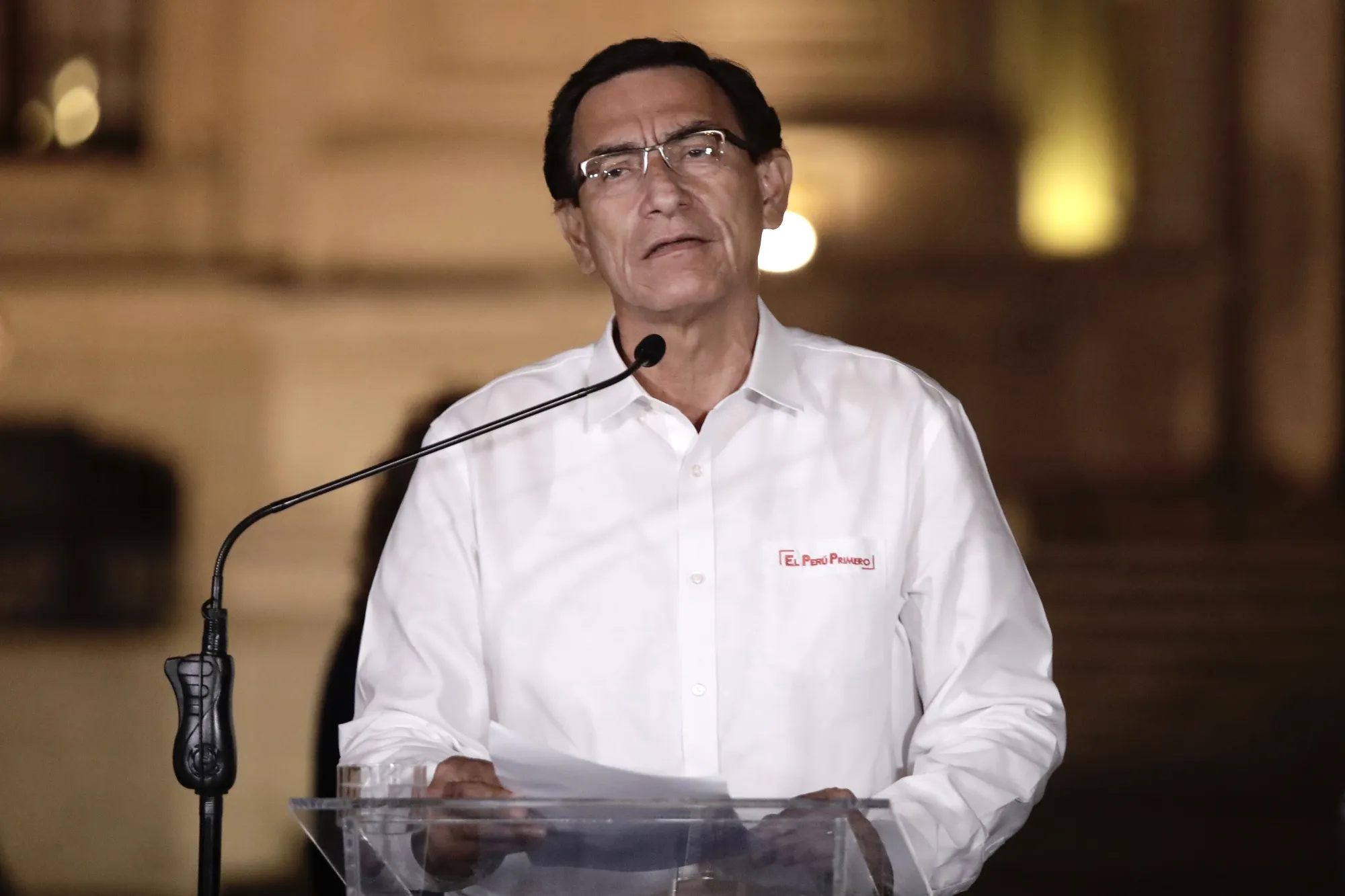 Martin Vizcarra, Peru’s ousted president, speaks in Lima on Nov. 9.