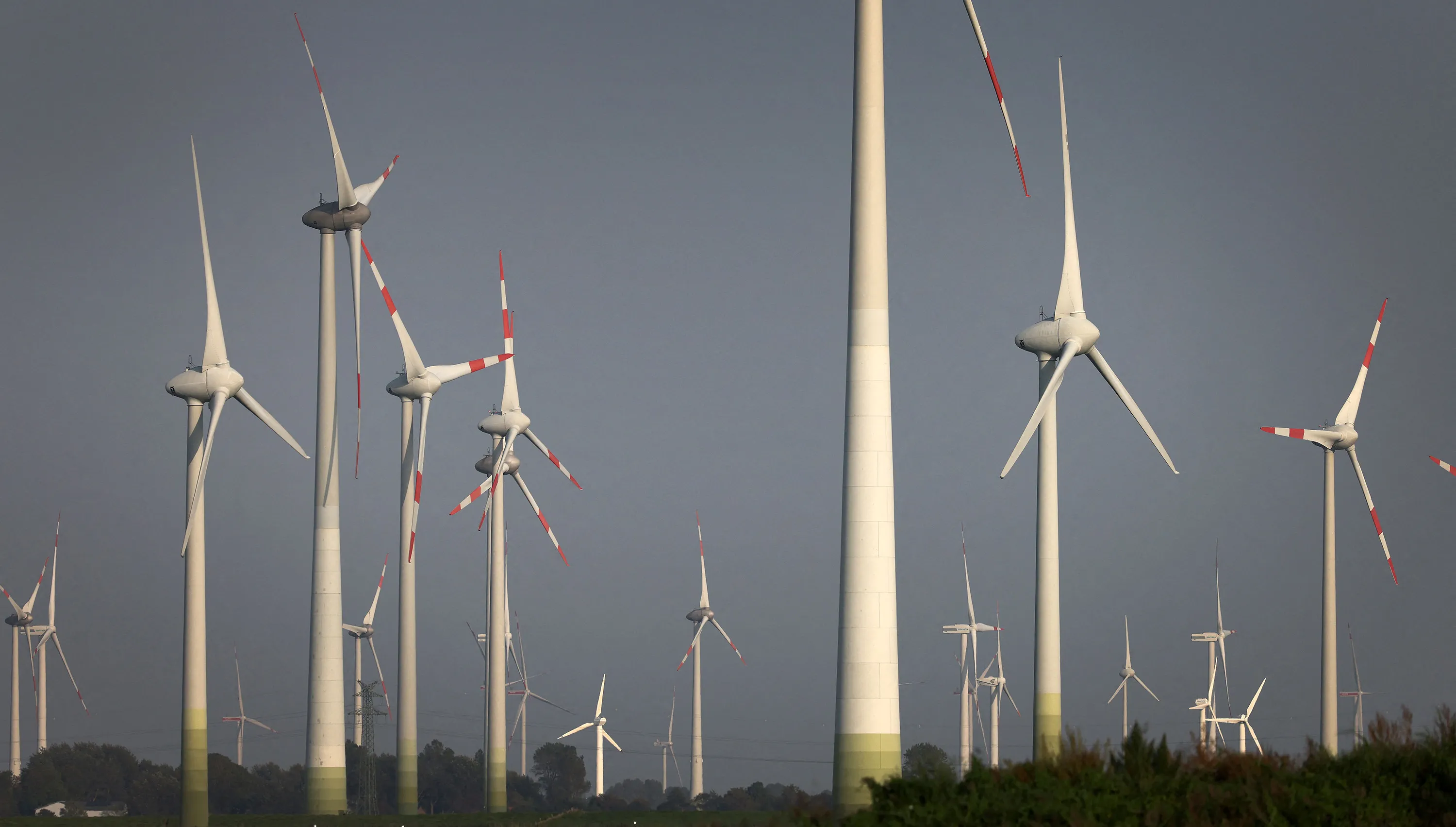 Wind turbines near Heide, Germany.