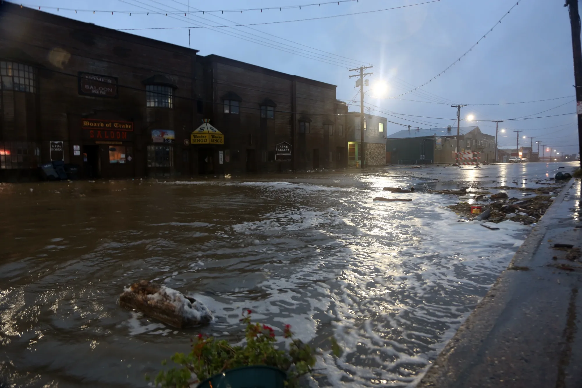 Flooded Front Street in Nome, Alaska, on Sept. 17.