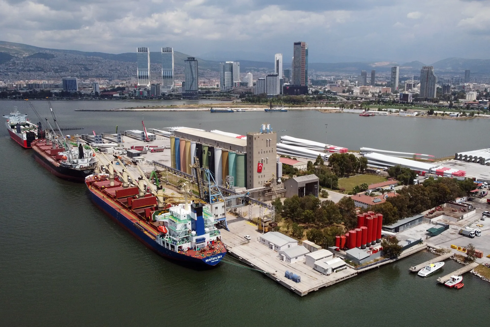 Turkish Grain Board (TMO) storage silos at the Port of Izmirin Izmir, Turkey.