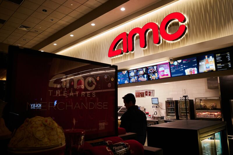 A concessions stand at an AMC movie theater in New York.