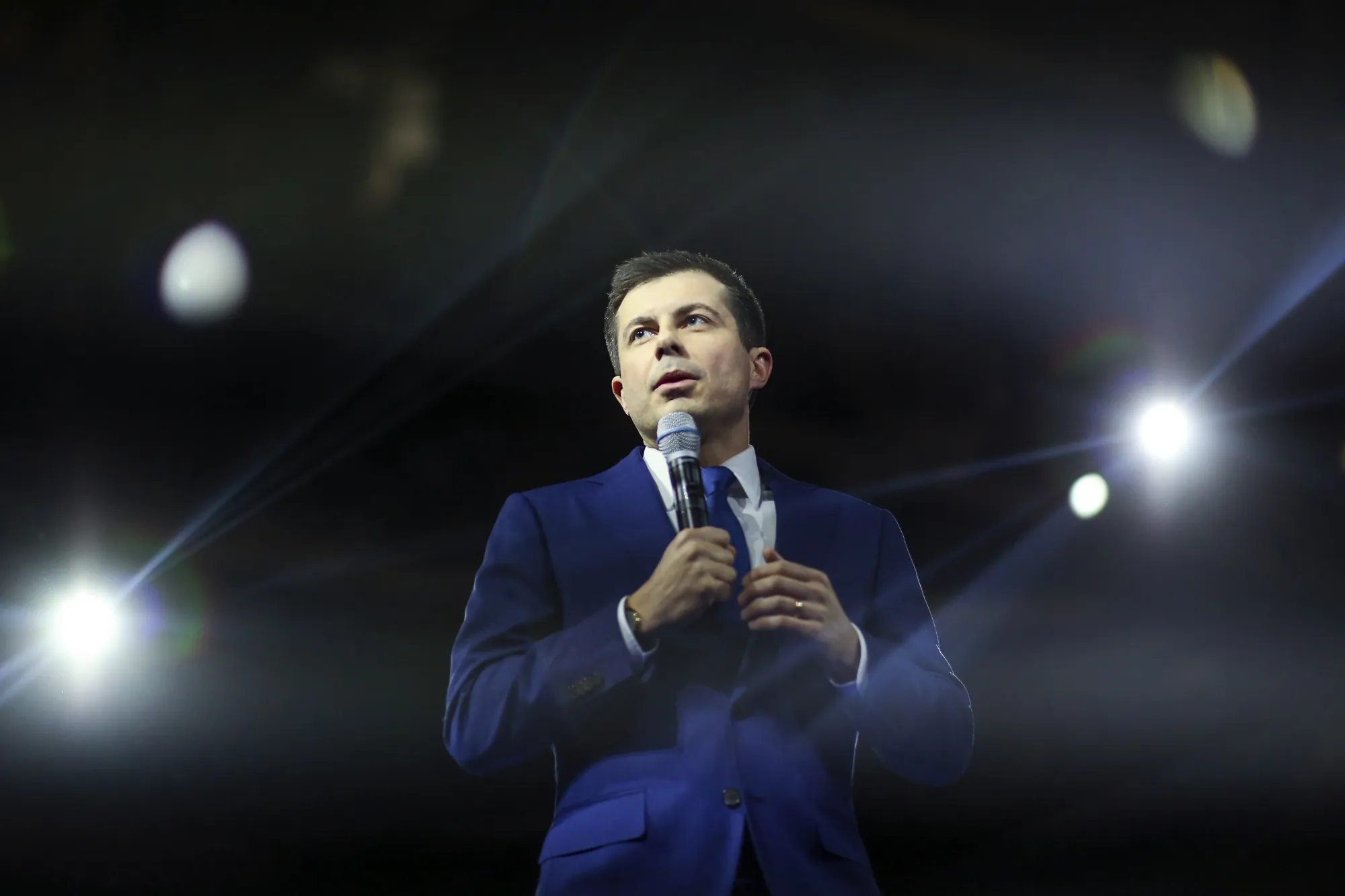 Pete Buttigieg in Manchester, New Hampshire, on Feb. 8.