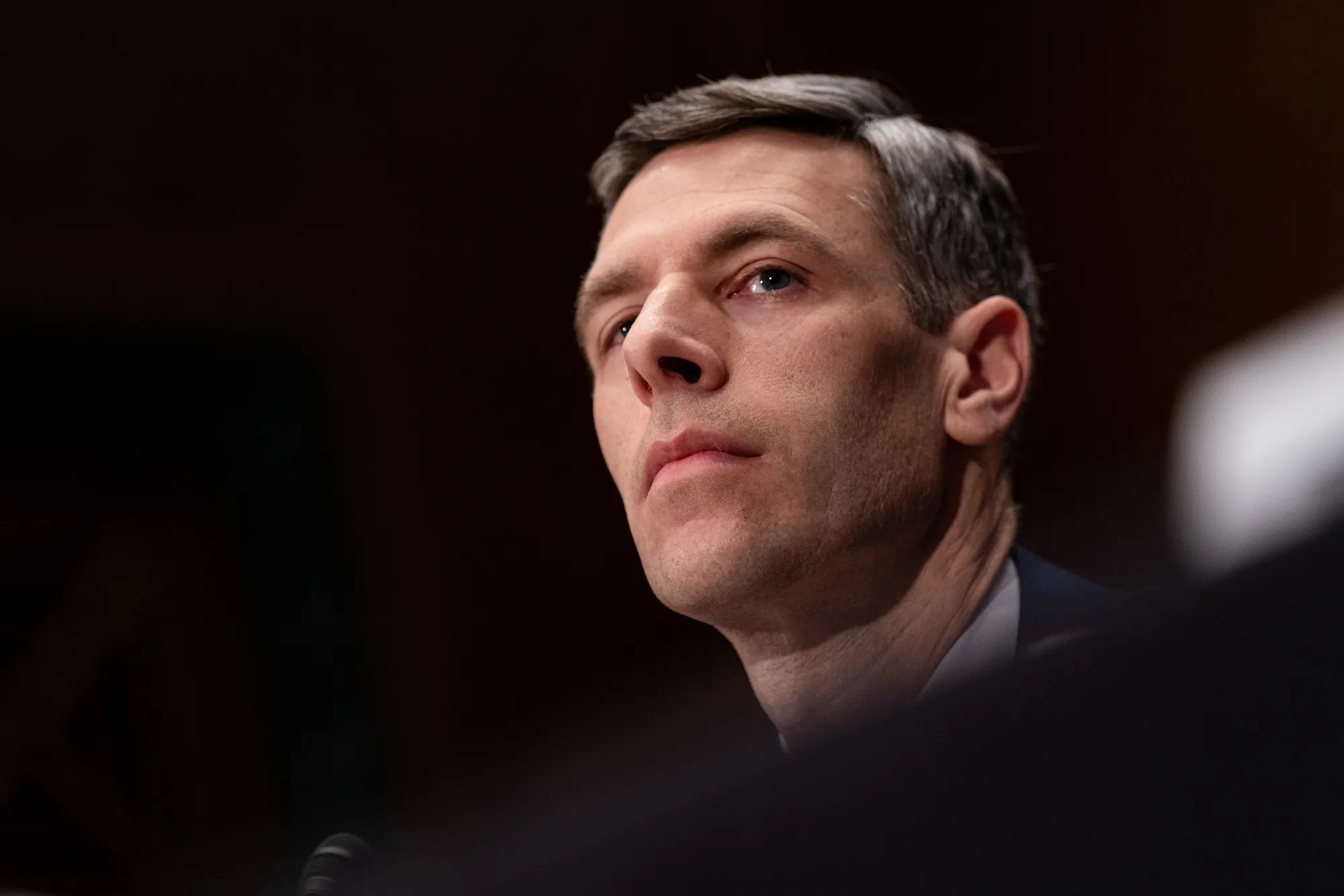 Jonathan Gould&nbsp;during a Senate Banking, Housing, and Urban Affairs Committee hearing in Washington on Feb. 26.