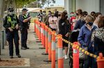 People form lines outside a Covid-19 test site in Shepparton on Oct. 15.