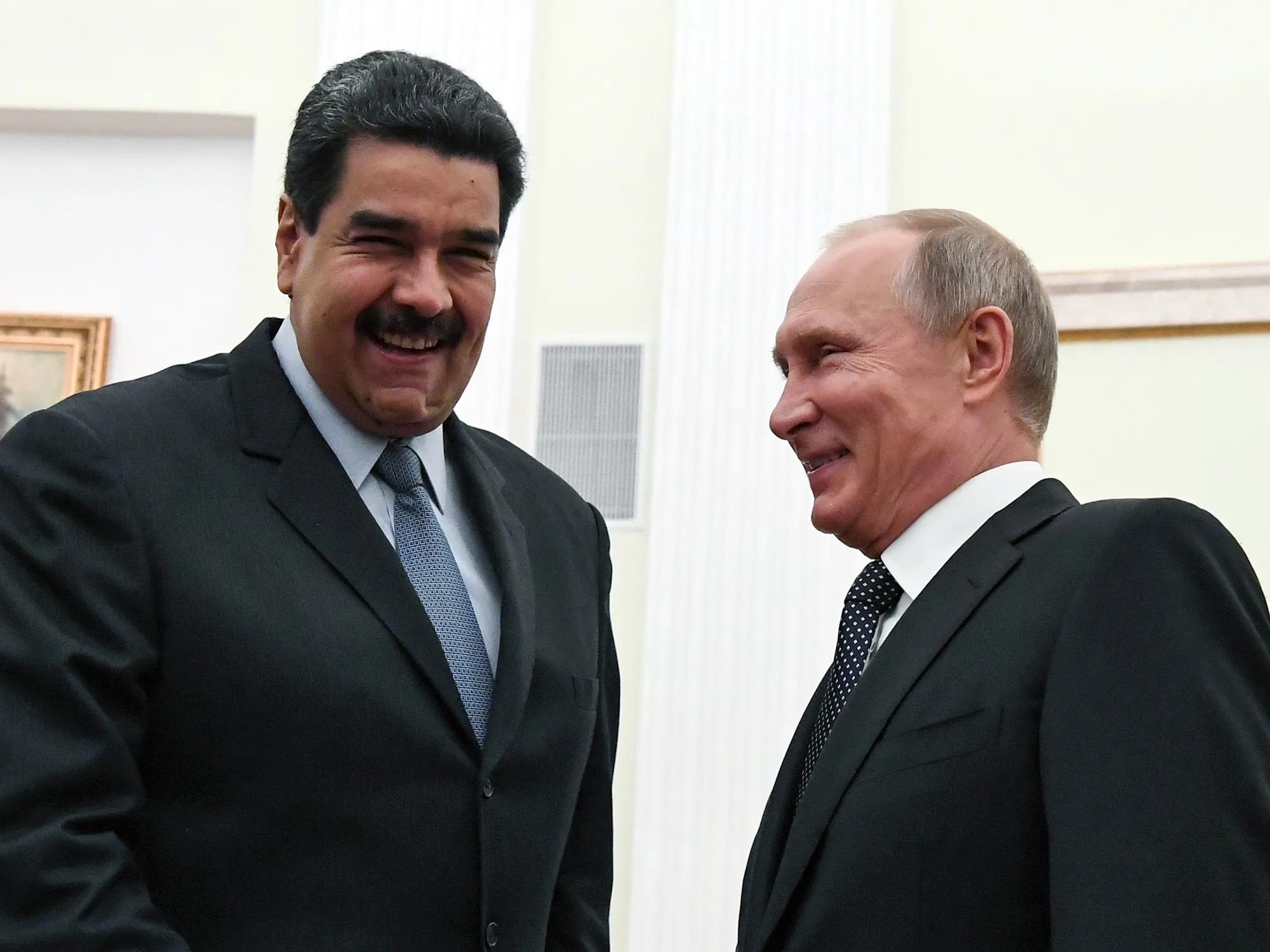 Nicolas Maduro, left, and&nbsp;Vladimir Putin meet in 2017.