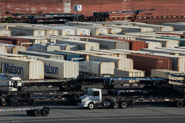 Low-rise stacking at the Port of Long Beach.