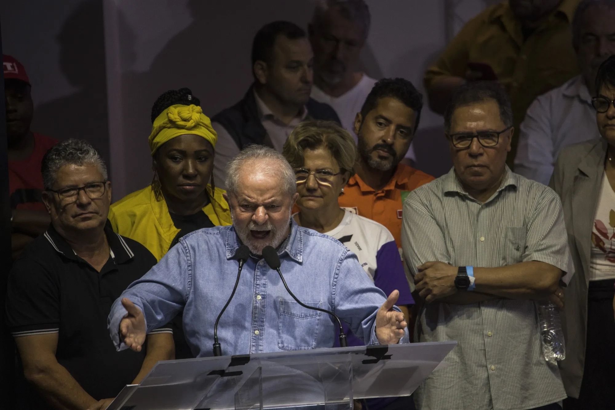 Luiz Inacio Lula da Silva, Brazil’s former president, speaks during an event with union leaders in Sao Paulo, Brazil, on Thursday, April 14, 2022.