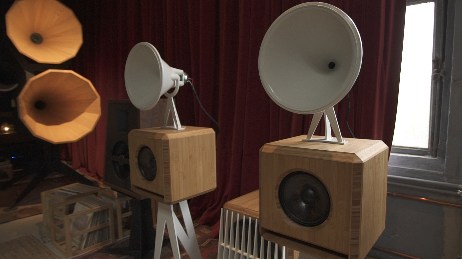 wood horn speakers