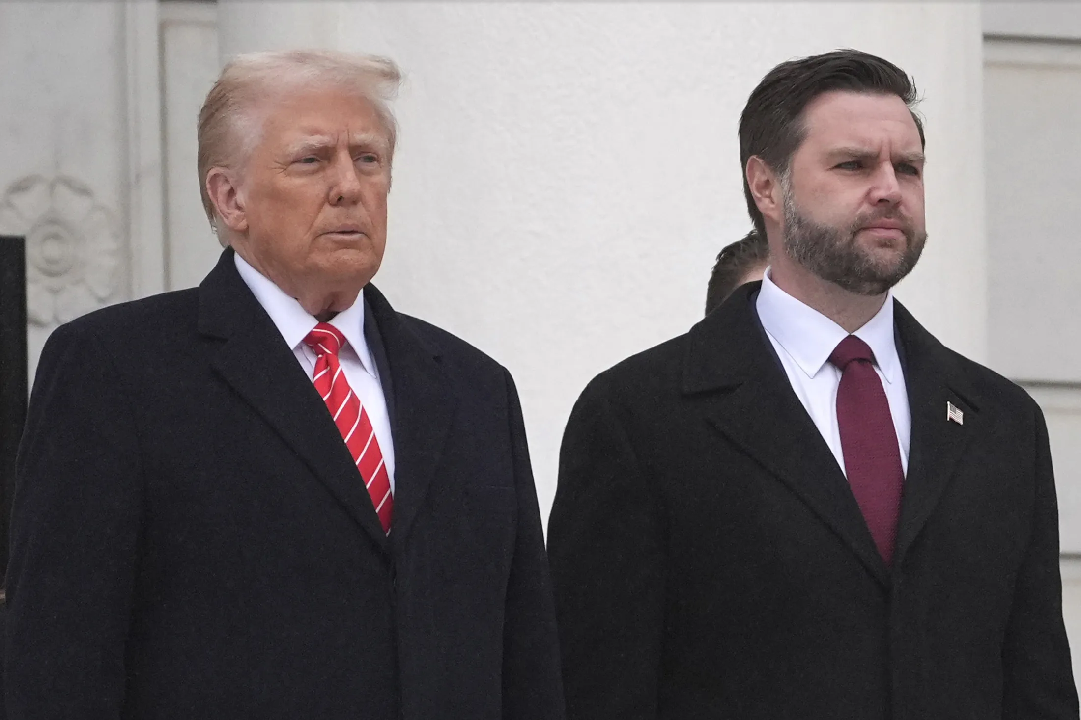 President-elect Donald Trump and Vice President-elect JD Vance arrive for a wreath laying ceremony at Arlington National Cemetery on&nbsp;Jan. 19.