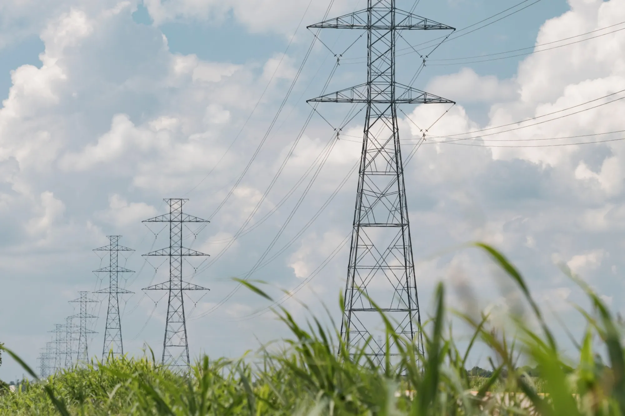 Power transmission lines near Austin, Texas.