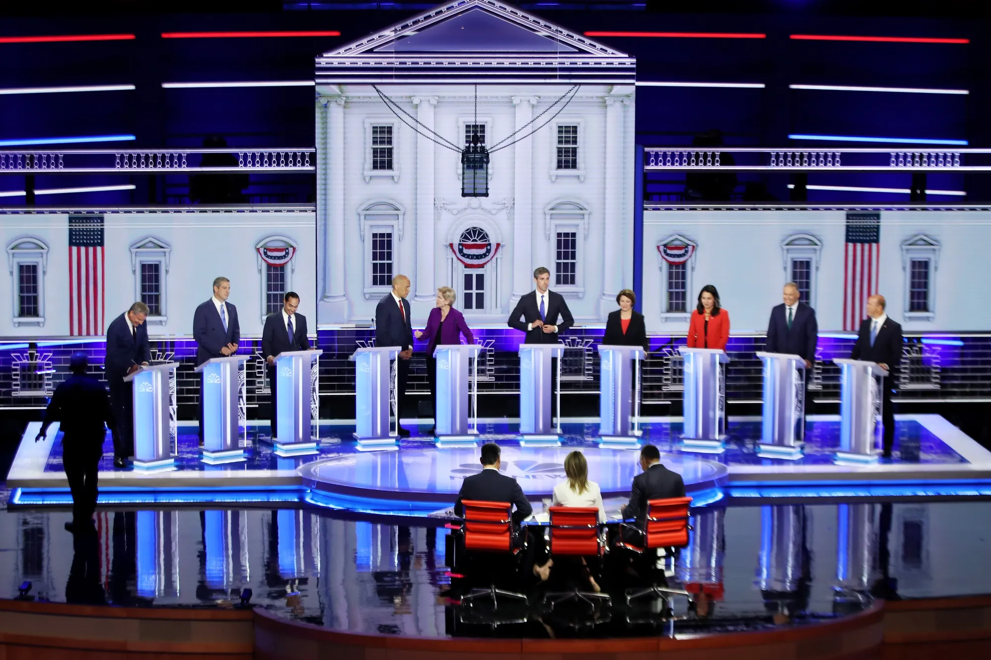 Democratic presidential candidates  during the first night of the Democratic presidential debate on June 26.