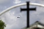 A surveillance balloon near the Texas-Mexico border, in Los Ebanos, Texas.