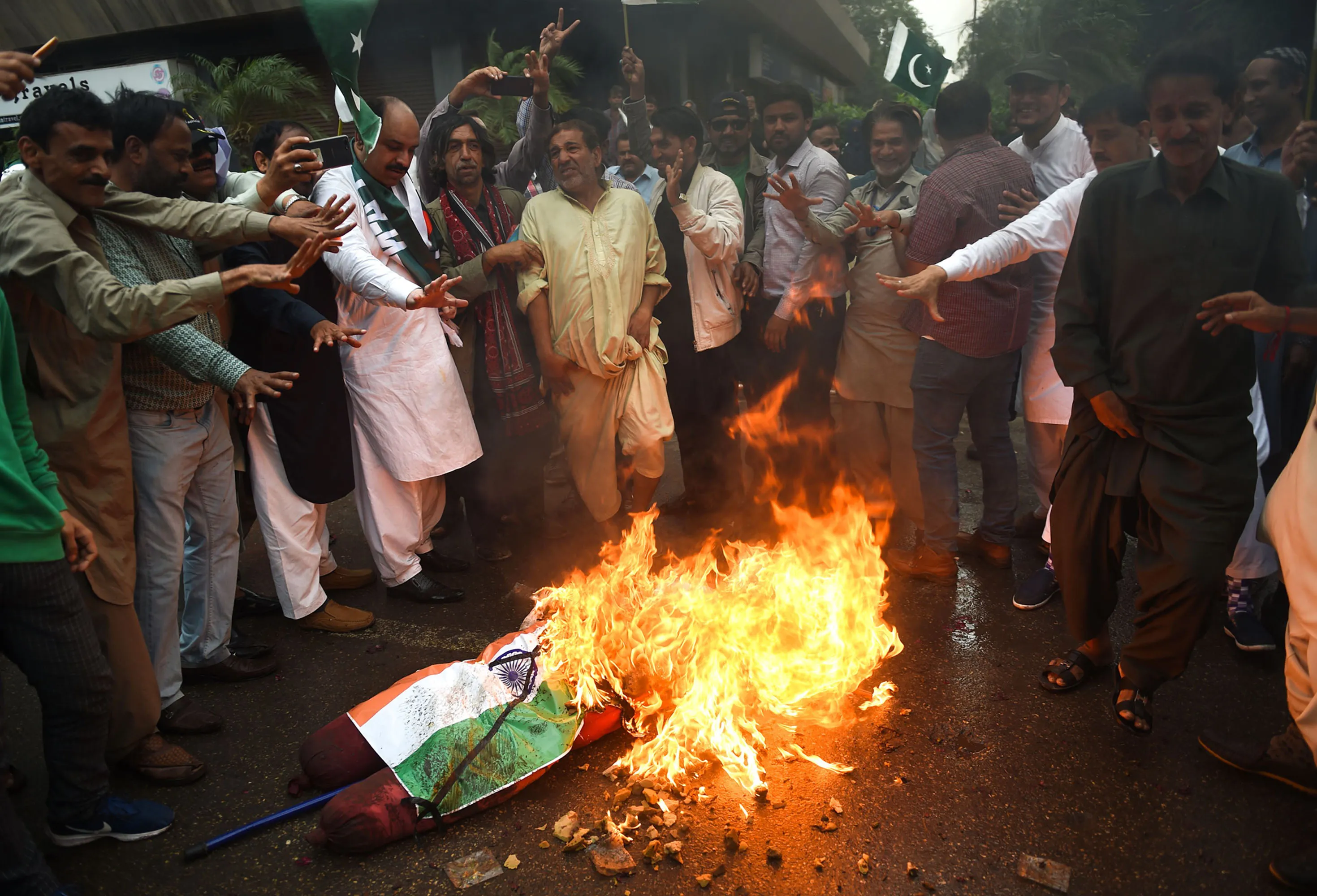 Pakistanis&nbsp;burn an effigy of Indian Prime Minister Narendra Modi during an anti-Indian protest in Karachi on March. 2.