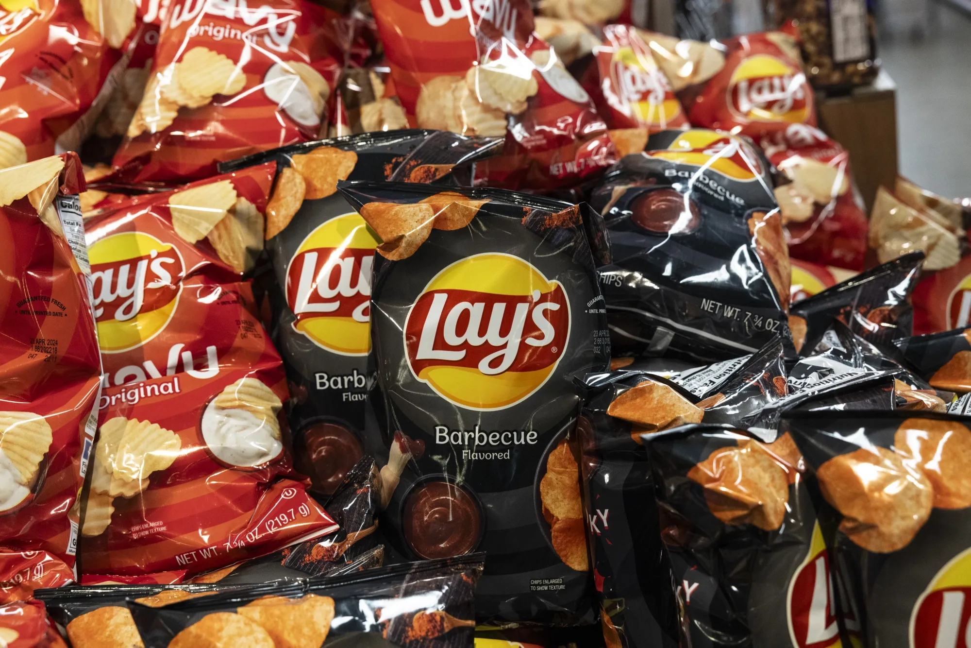 FritoLay Lay's branded potato chips at a supermarket.