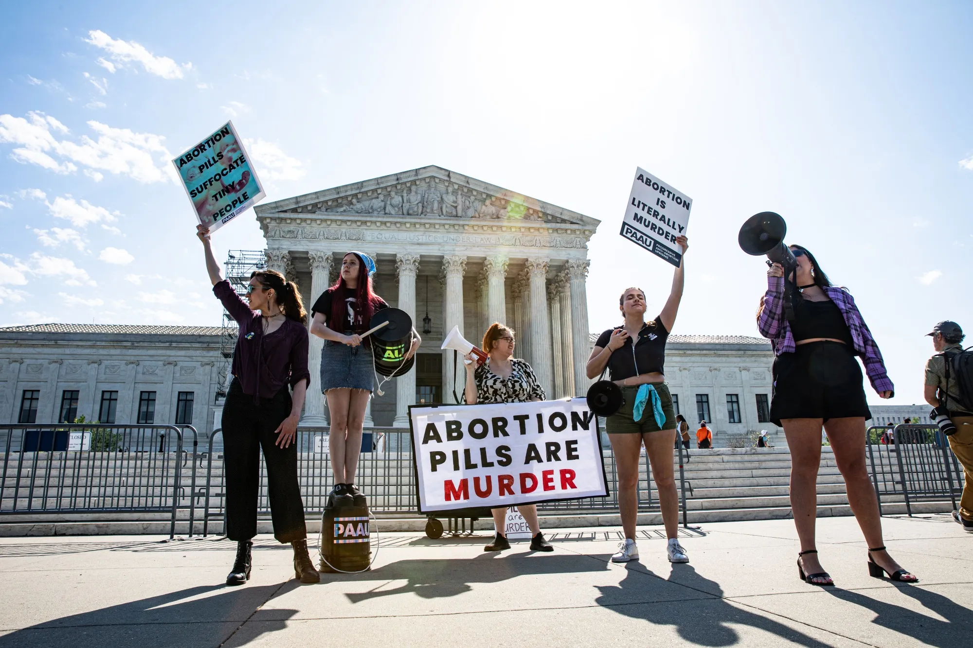 Anti-abortion rights demonstrators outside the US Supreme Court in Washington, DC, on April 21.